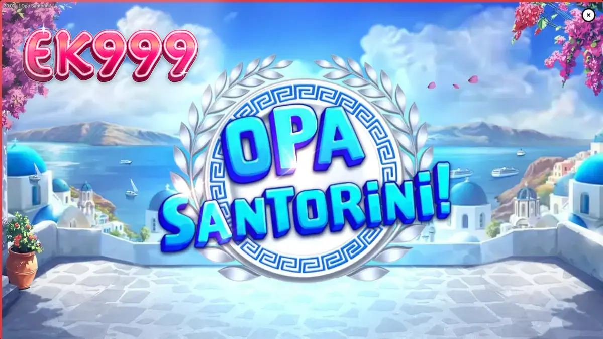 Opa Santorini স্লট গেমের রঙিন এবং মনোরম গ্রিক দ্বীপের দৃশ্য
